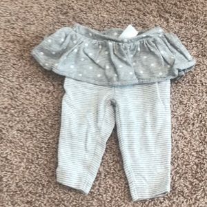 Carter’s 3M gray white striped leggings polka dot